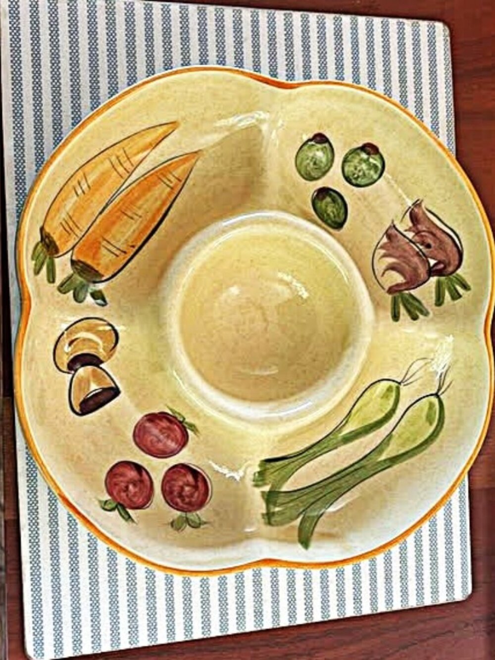 Vintage MCM Vegetable 'n Dip Platter